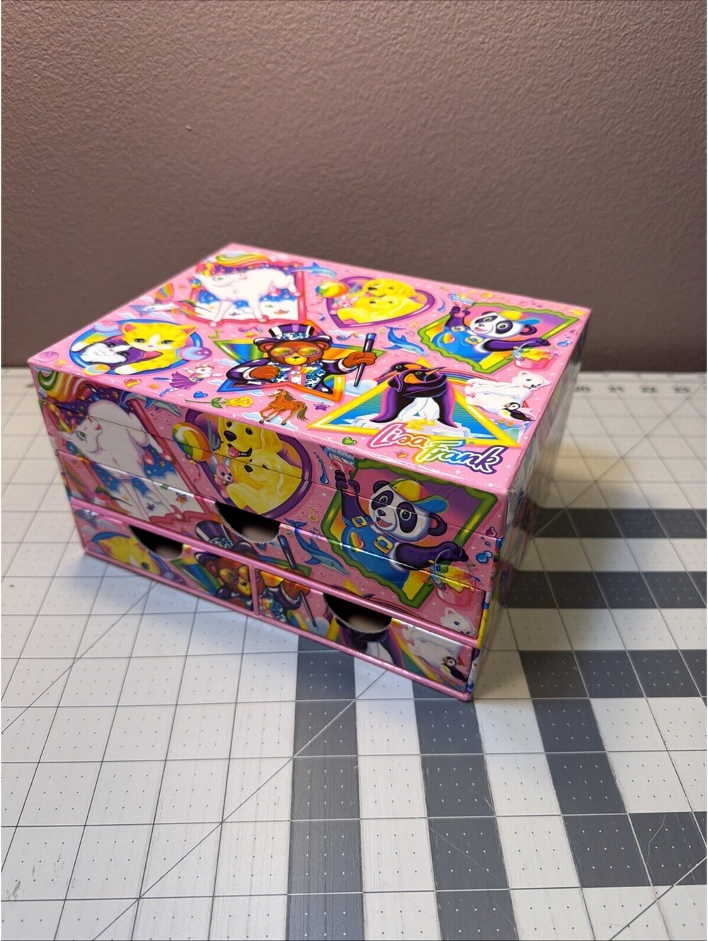 RARE Vtg LISA FRANK Pink Jewelry Storage Box Organizer